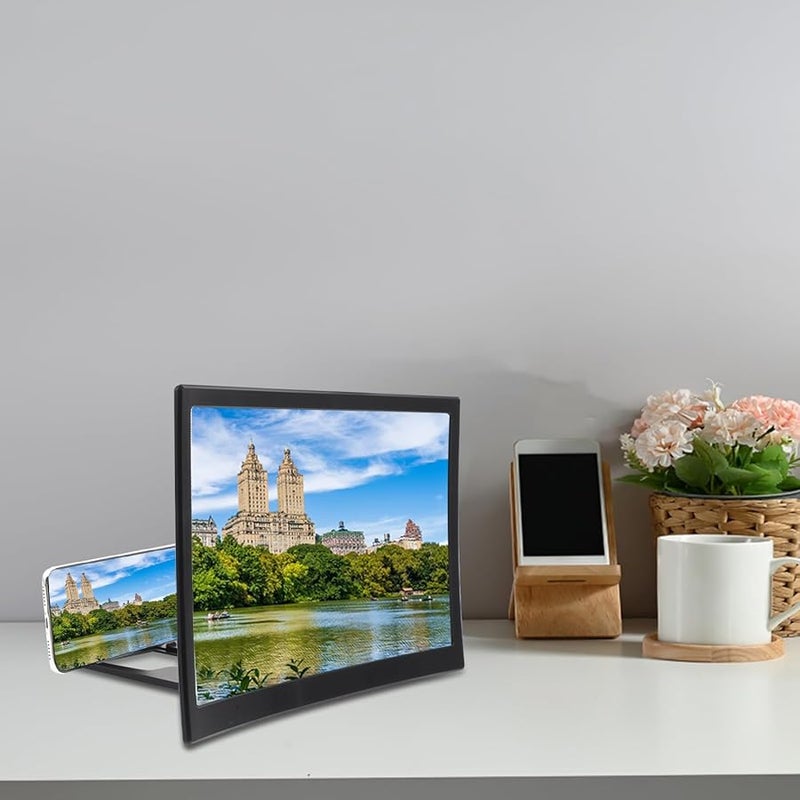 Unomor 12 Inch Curved Screen Phone Amplifier Stand HD Magnifier Portable Desktop - Image 4